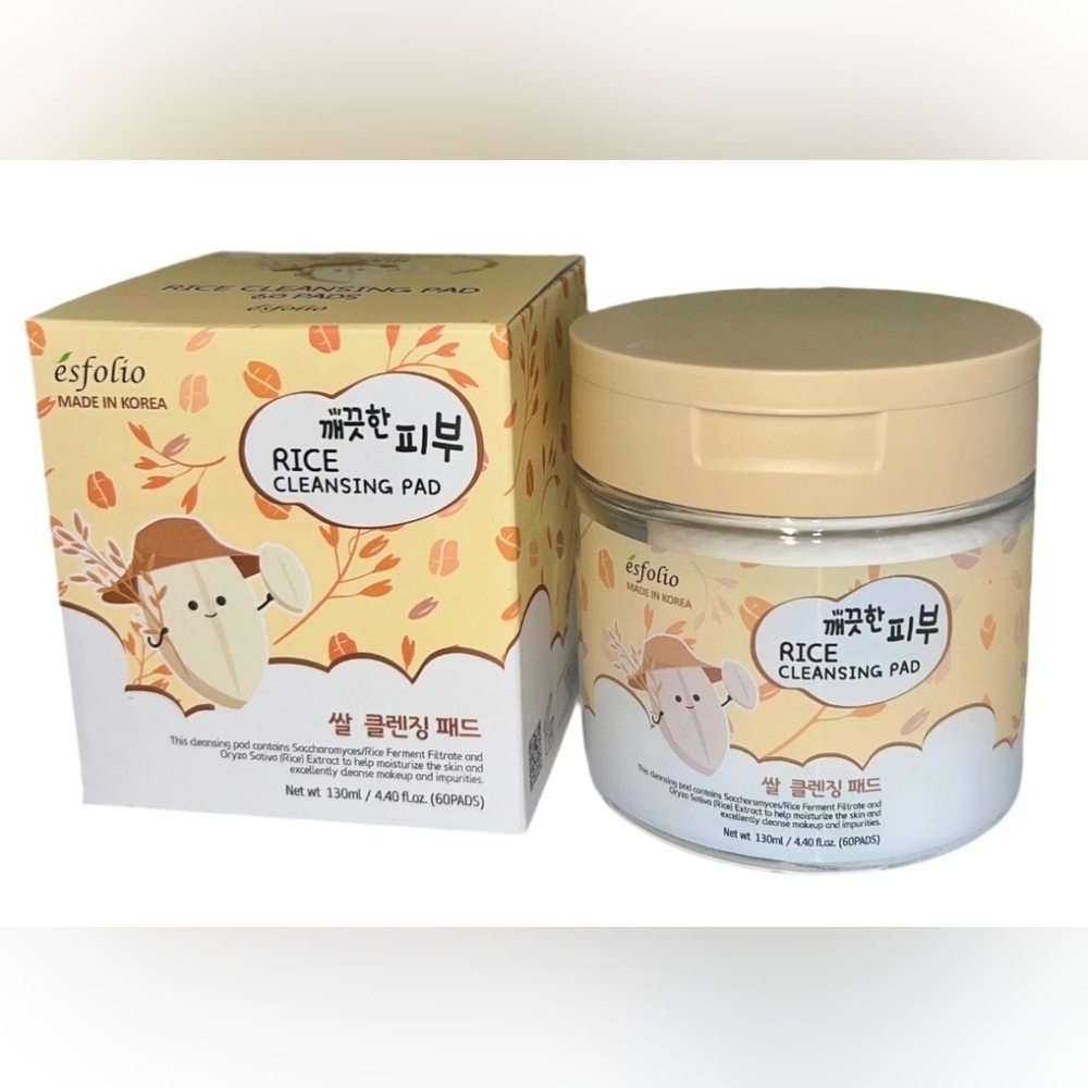 Esfolio Rice Cleansing Pad 60 Ct Korean Skincare
